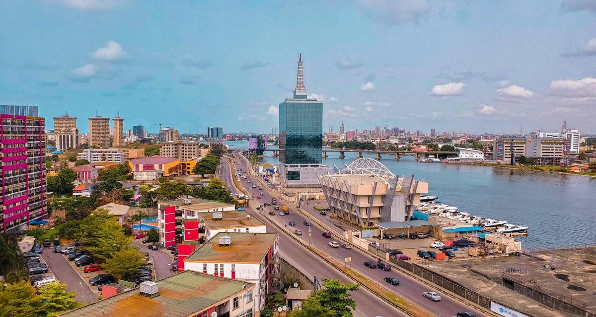 The Lagos waterfront and city skyline in Nigeria
